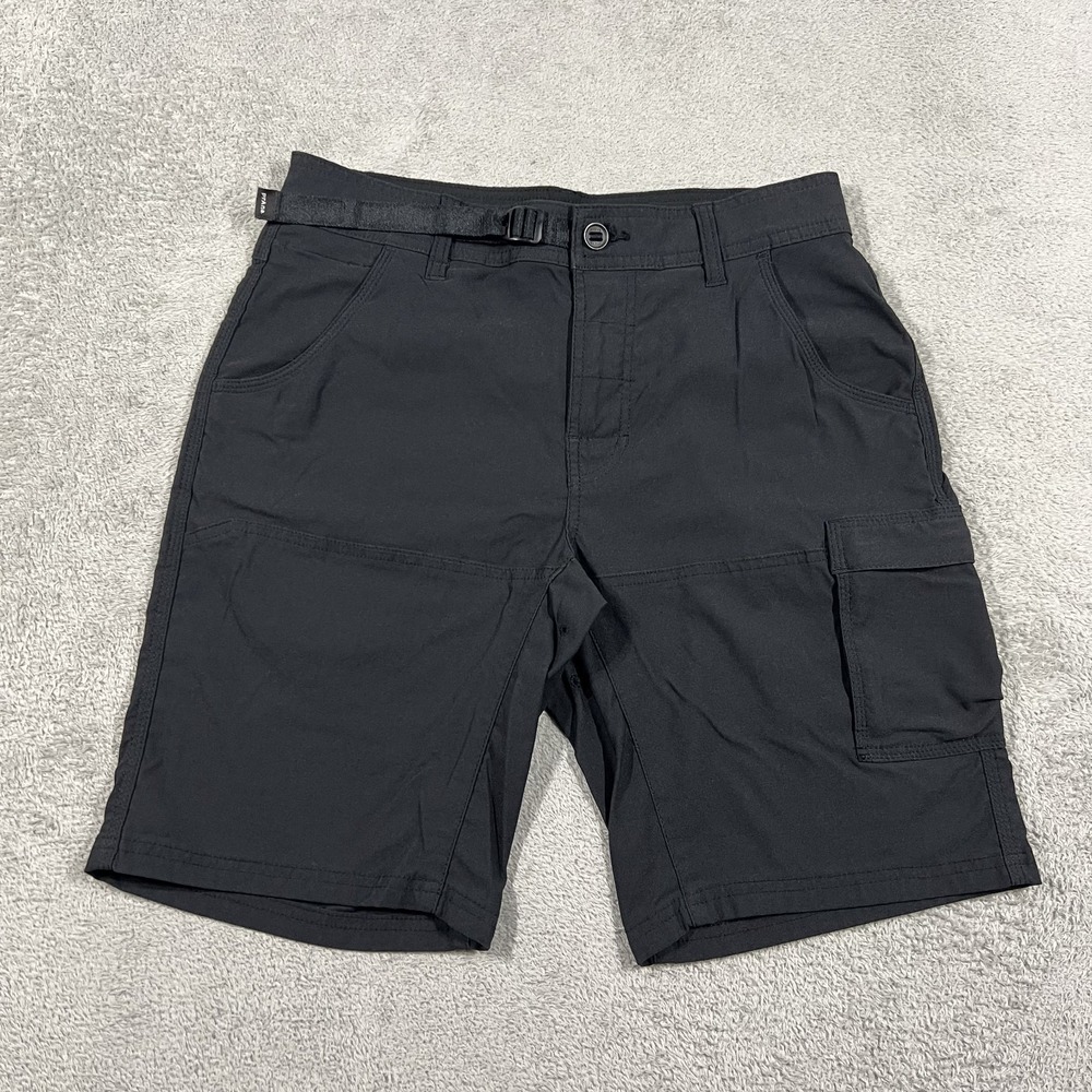 Prana Stretch Zion Shorts Mens 30 Black 10" Inseam Hiking Outdoors
